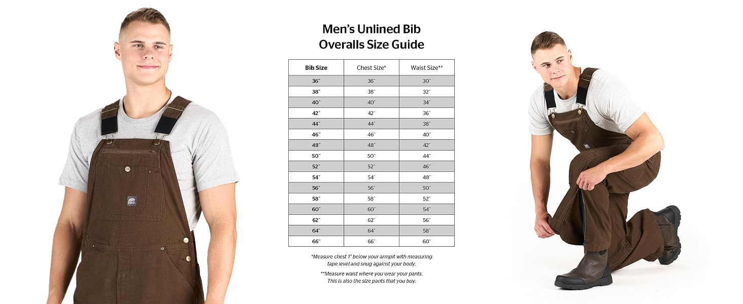 Mens Unlined Bib Overalls Berne Apparel