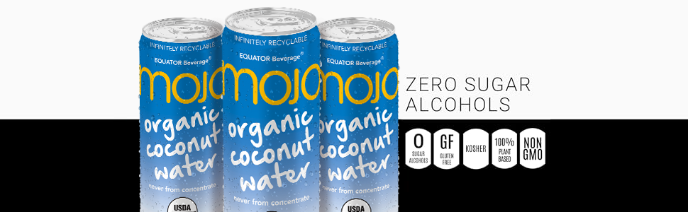 Organic MOJO Coconut Water Sports Drink with Natural Electrolytes Hydrating 11.1oz 12 Pack