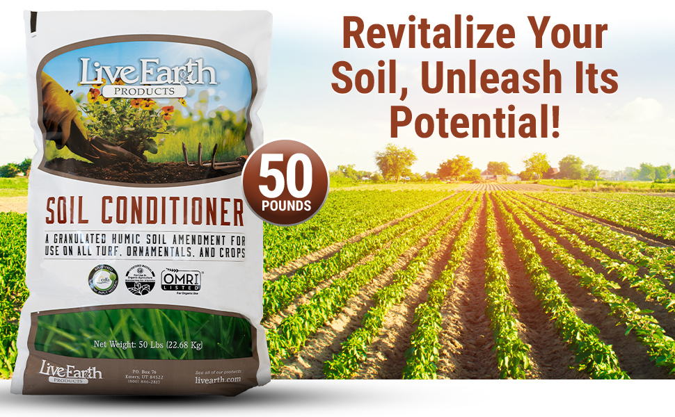 Humate Soil Conditioner which provides humic and fulvic acids to condition lawn and garden soil
