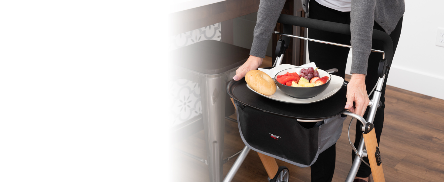 trolley tv tray dinner tray table basket organizer pouch for walker rollator