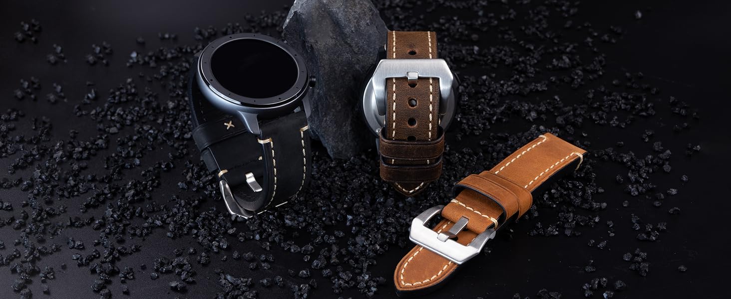 Berfine Thick Vintage Crazy Horse Leather Watch Bands Straps for Panerai for Men 20mm 22mm 24mm
