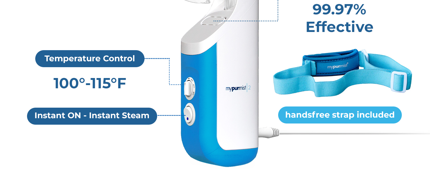 Mypurmist steam inhaler warm mist therapy device sinus relief congestion respiratory comfort