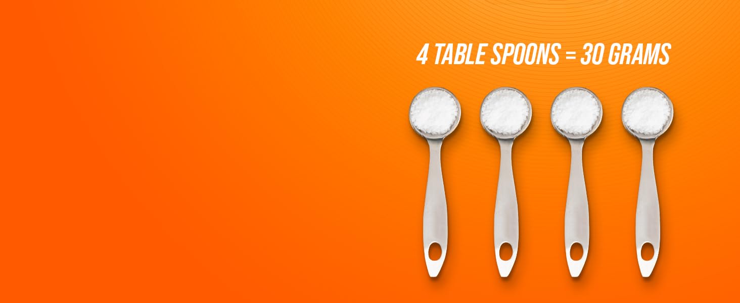 4 Table Spoons = 30 Grams Serving Size of Whey Protein Isolate Powder