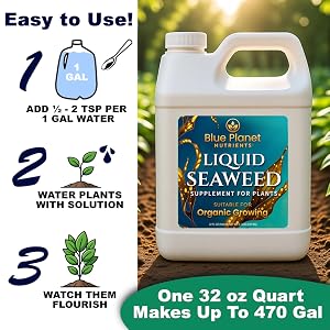 Blue Planet Liquid Seaweed Info graphich showing how easy it is to use.