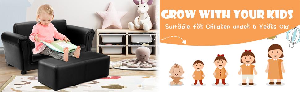 sofa with footstool for toddler boys girls