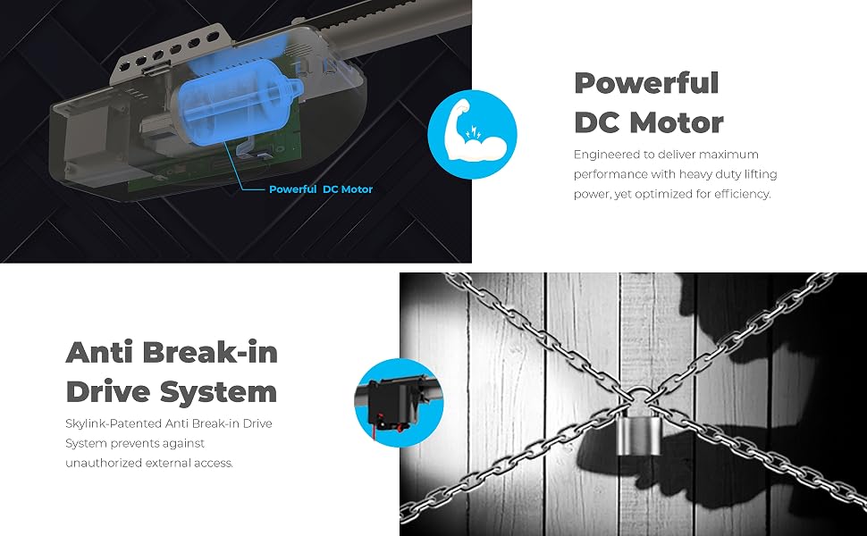 powerful dc motor, anti break-in drive system