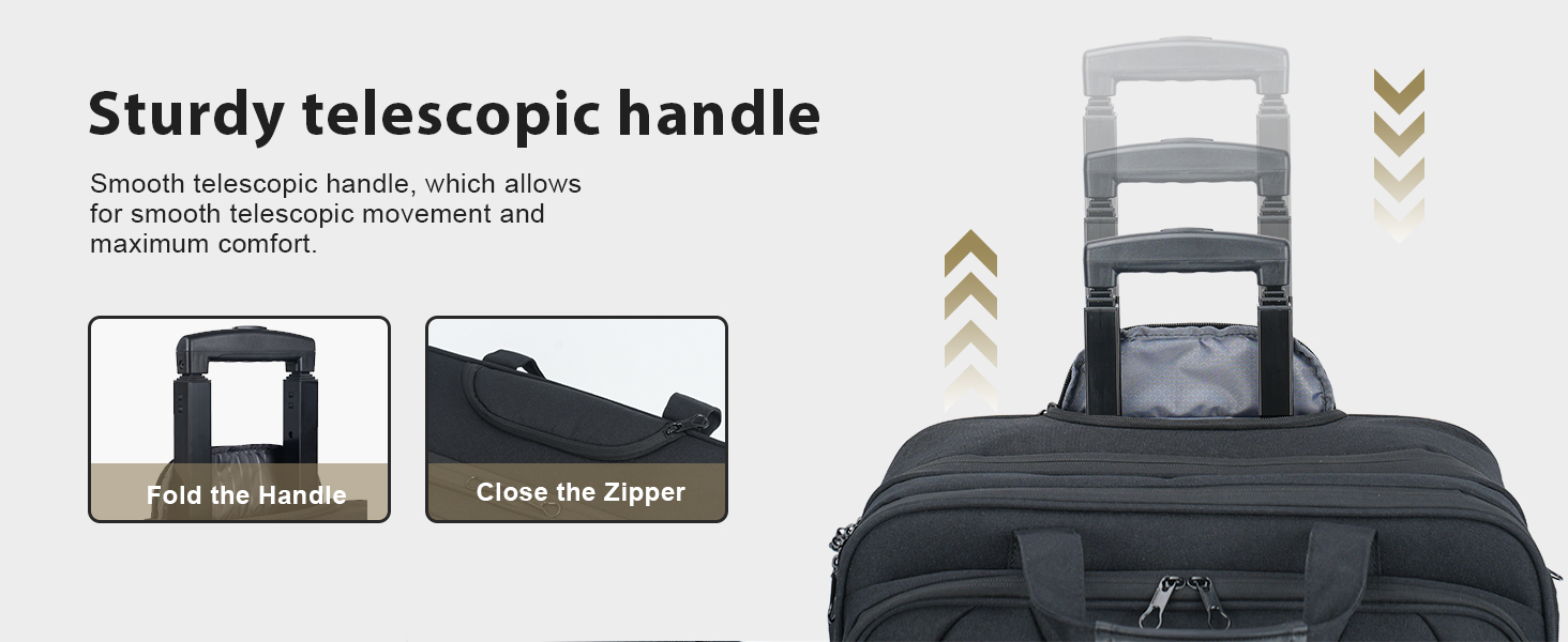 rolling laptop case, wheeled briefcase with sturdy telescopic handle