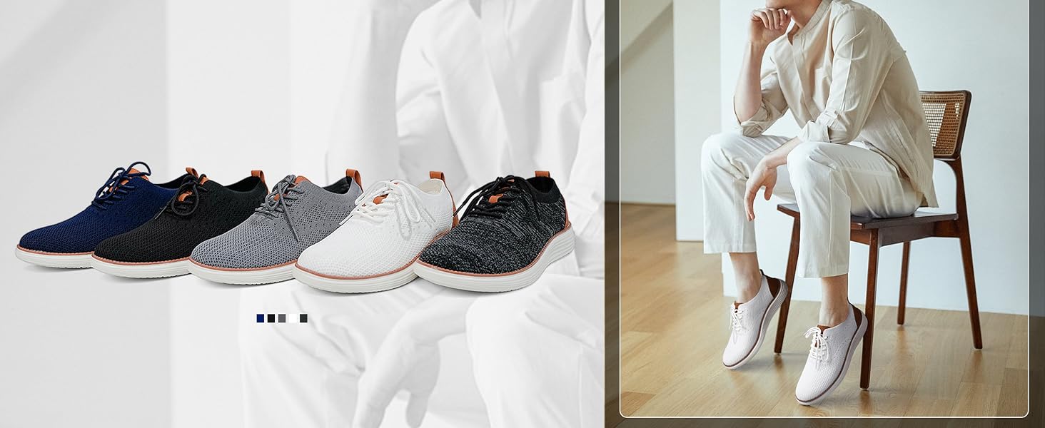 VILOCY Mens Casual Dress Shoes Oxford Sneakers