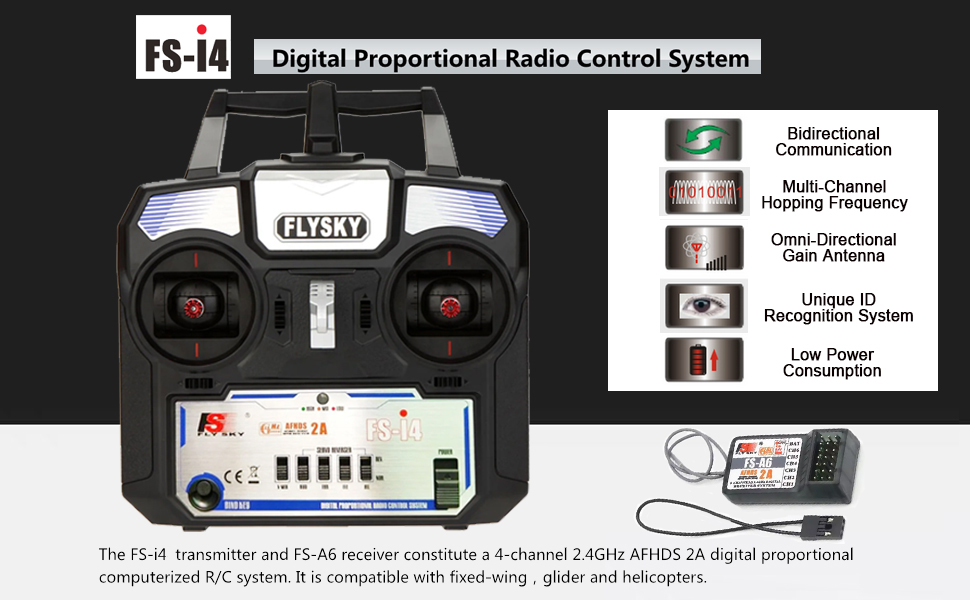Flysky FS-i4 RC Transmitter with FS-A6 Receiver