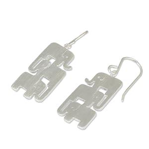 Novica Handmade Sterli Silver Dangle Earrings Hecha a mano con cuentas lapi Pendientes colgar Plata