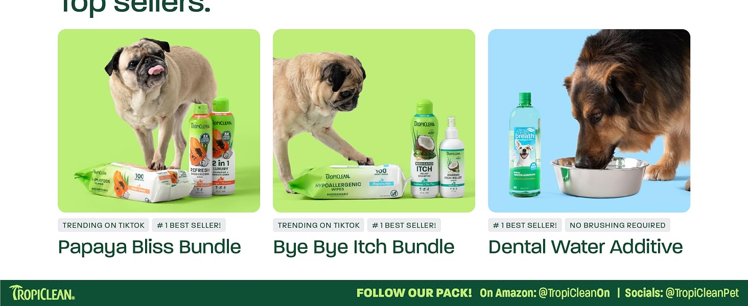 Top Sellers - Papaya bliss bundle, bye bye itch bundle &amp; dental water additive. With dog images
