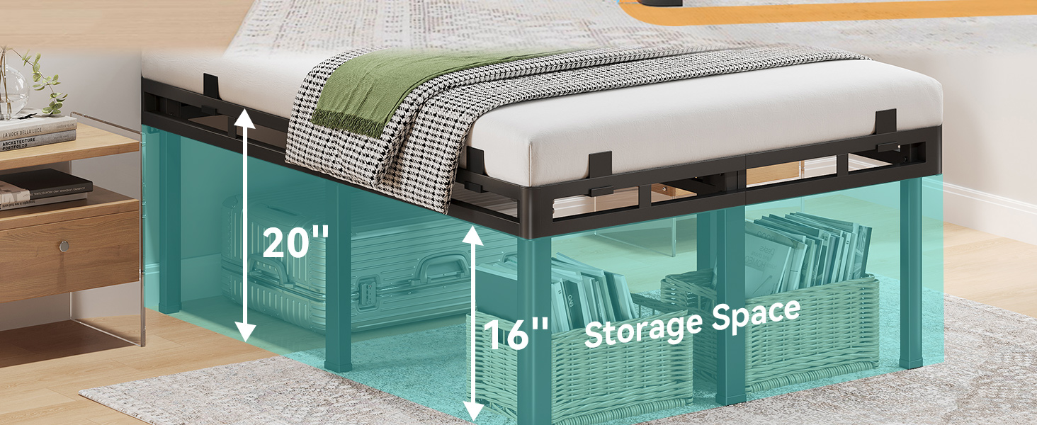 16 inch under bed storage space