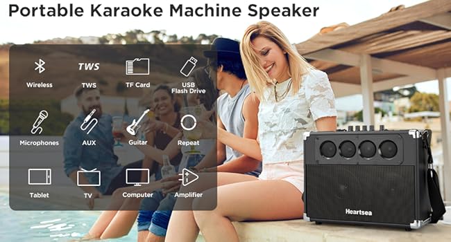 Wireless karaoke machine with two microphones