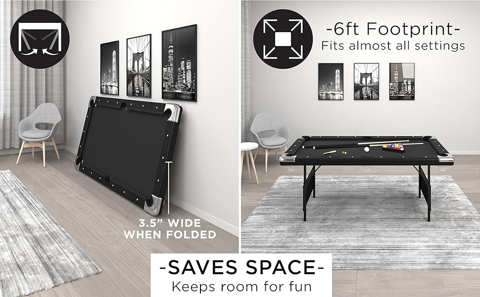 Trueshot Folding Billiard Table - Space Saving