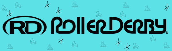 Roller Derby logo on turquoise background