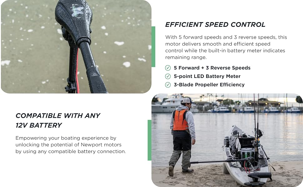 8 speed control system, effortless and powerful, easy installation, trolling motor