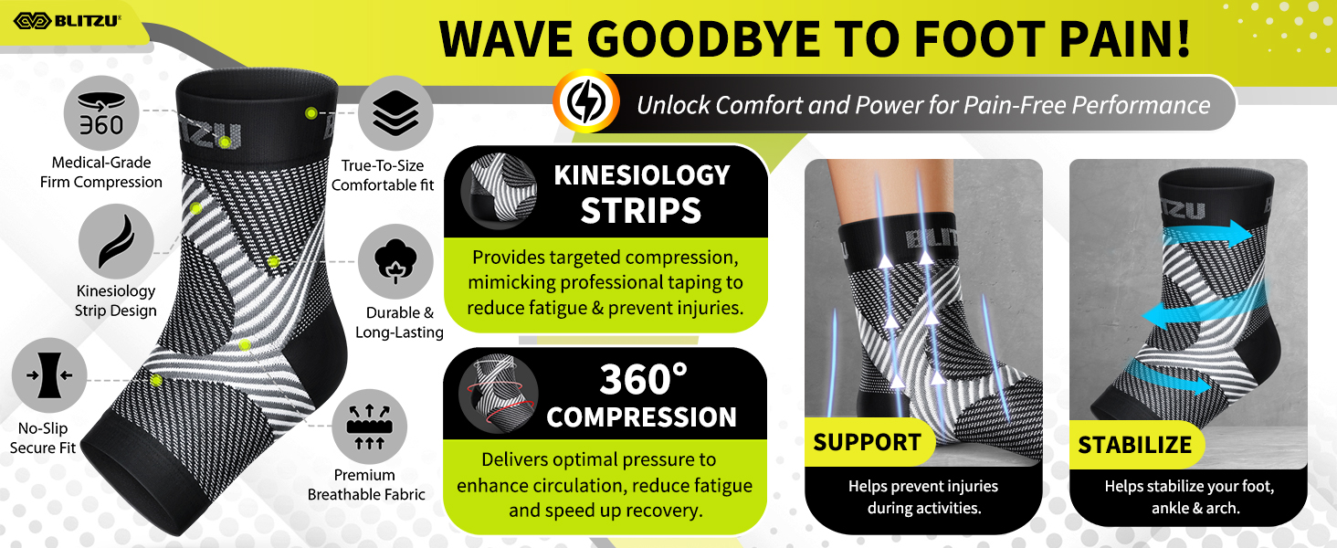 Ankle Brace Foot Compression Socks Sleeves Toeless Footless plantar fasciitis Tendonitis Arthritis