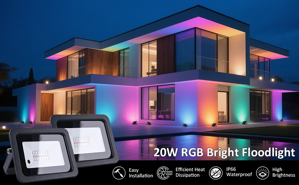 MIWAT 20W 2Pack LED Flood Light