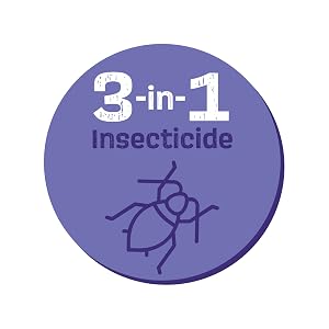 circle icon with insect illustration with headline three in one insecticide