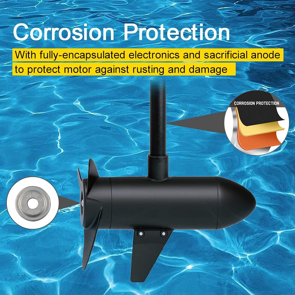 Black Haswing Cayman 12V 55lbs 48 inch Bow Mount Electric Trolling Motor Lightweight, Variable Speed