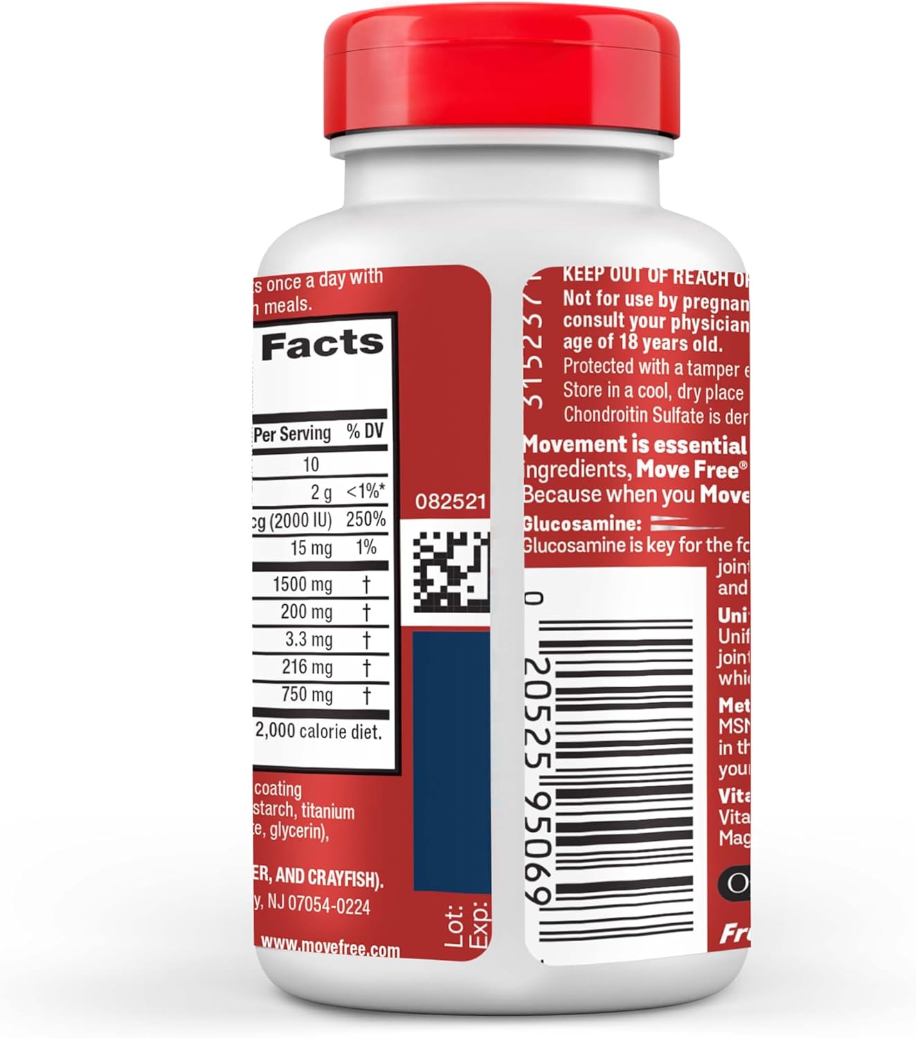 Move Free Advanced Glucosamine Chondroitin MSM + Vitamin D3-120 ct | Joint Support Supplement, Supports Mobility Comfort Strength Flexibility & Bone + Immune Health, 120 tablets (40 Servings)