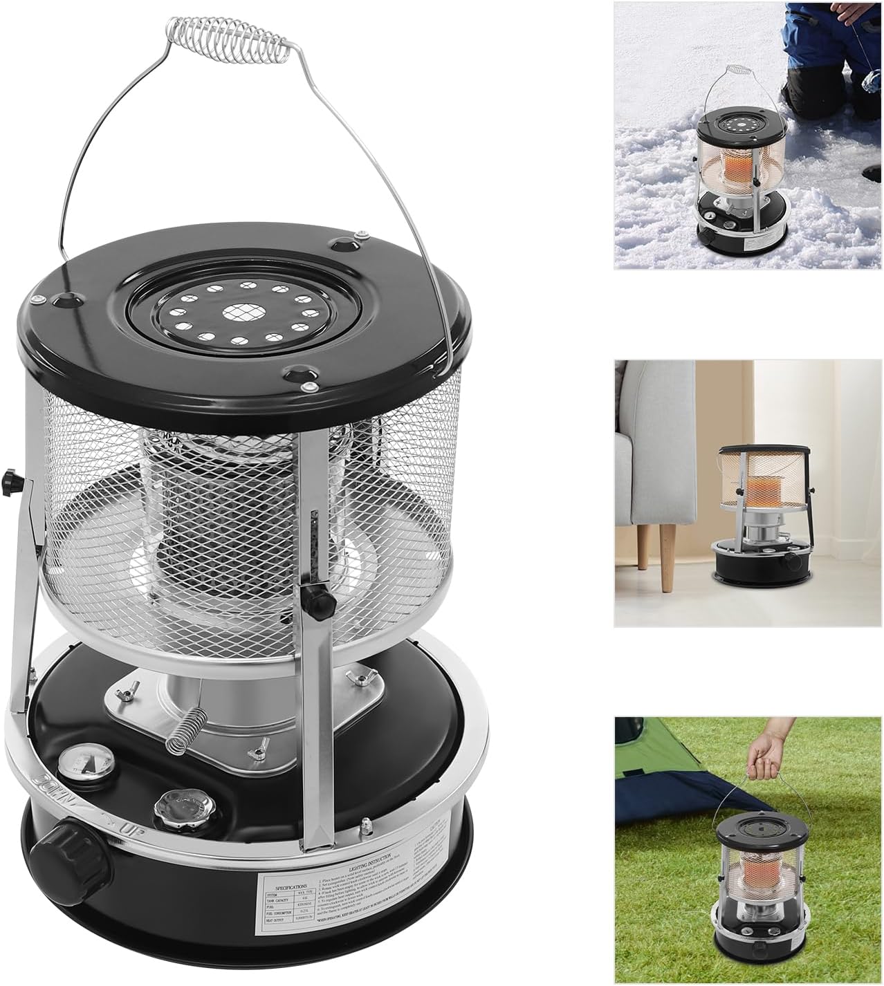 2 in 1 Portable Kerosene Heater, 9000 BTU Kerosene Stove Non-Electric Indoor Outdoor Heater Emergency Oil Heaters for Camping Cooking Emergency Preparedness (Black, 1pc)
