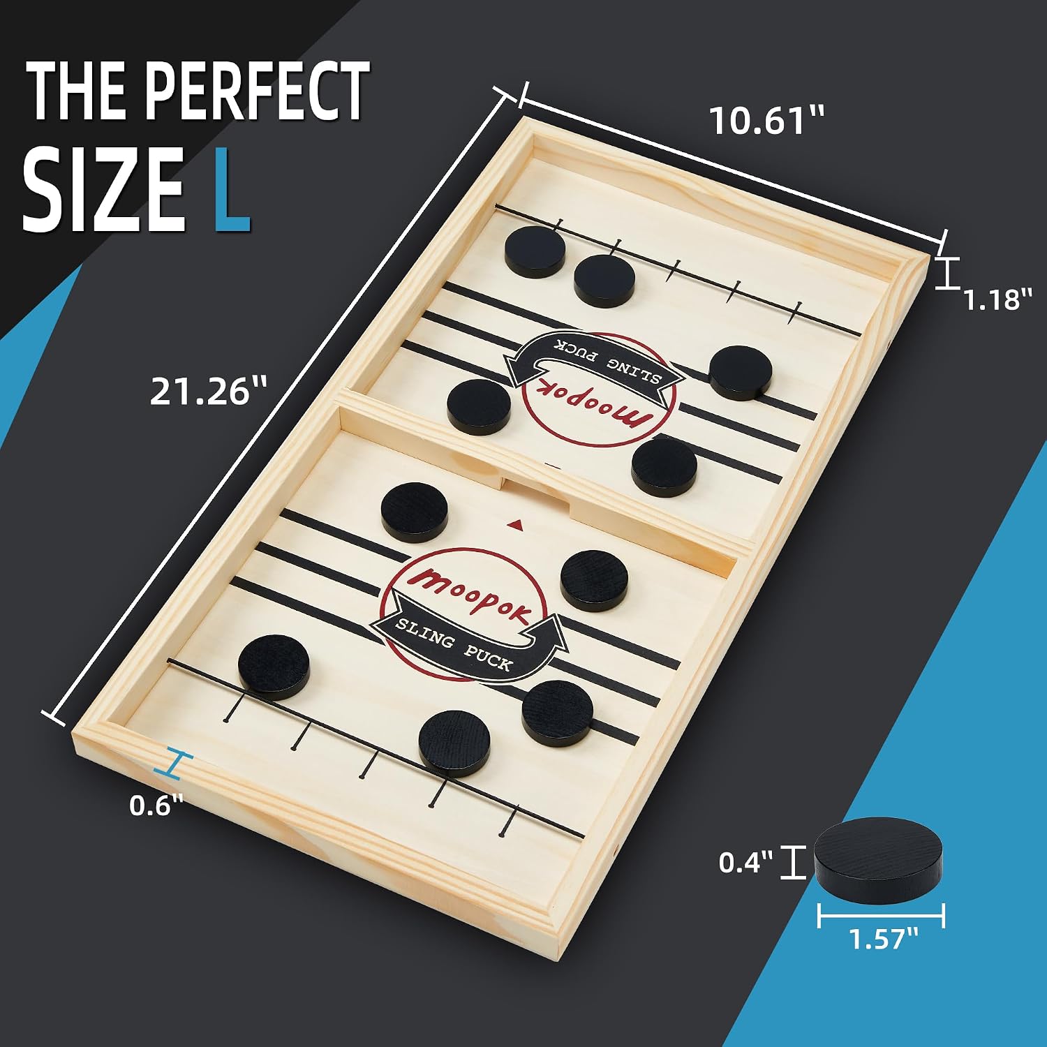 moopok Fast Sling Puck Game - Fast Action Super Foosball Table Desktop Battle Slingshot Wooden Air Hockey Board Game -Guaranteed Fun for Family Game