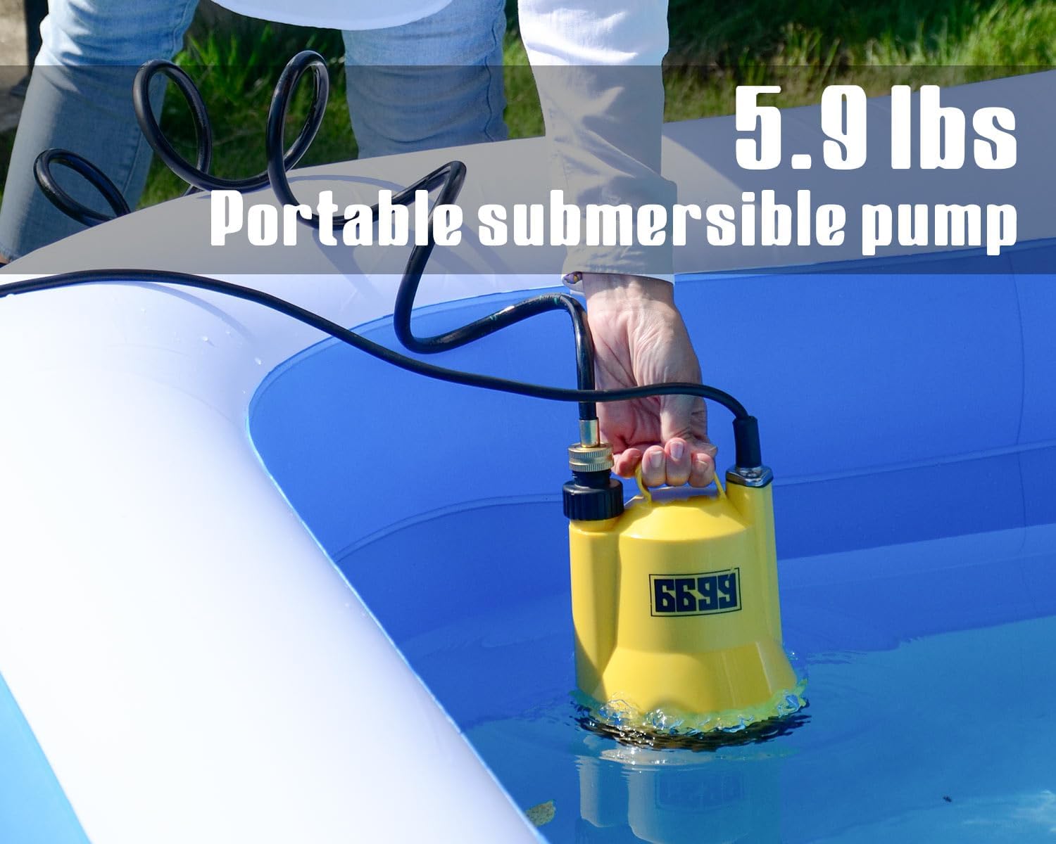1/6HP Portable Utility Pump Submersible Small Backup Sump Pump Draining Tool to Remove Water from Flooding House Basement Pool Tankless Heater
