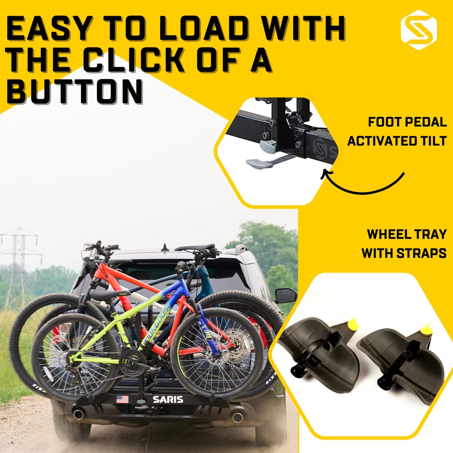 Saris Freedom Hitch Rack – Lightweight Platform Bike Carrier for Car, SUV & Truck – No Frame Contact, Anti-Wobble, E-Bike Compatible – 2 or 4 Bike