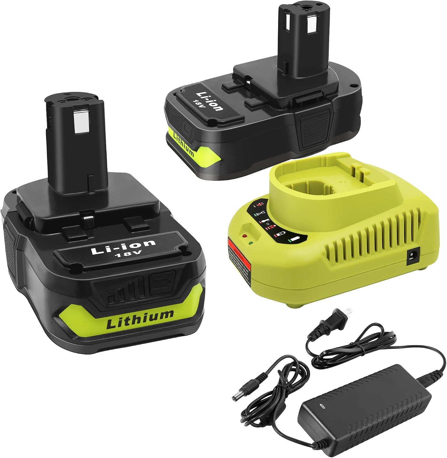 18V Battery and Charger Combo for Ryobi 18 Volt Cordless Tools Battery and P118B Charger, 18V Battery Capacity Output 5.0Ah
