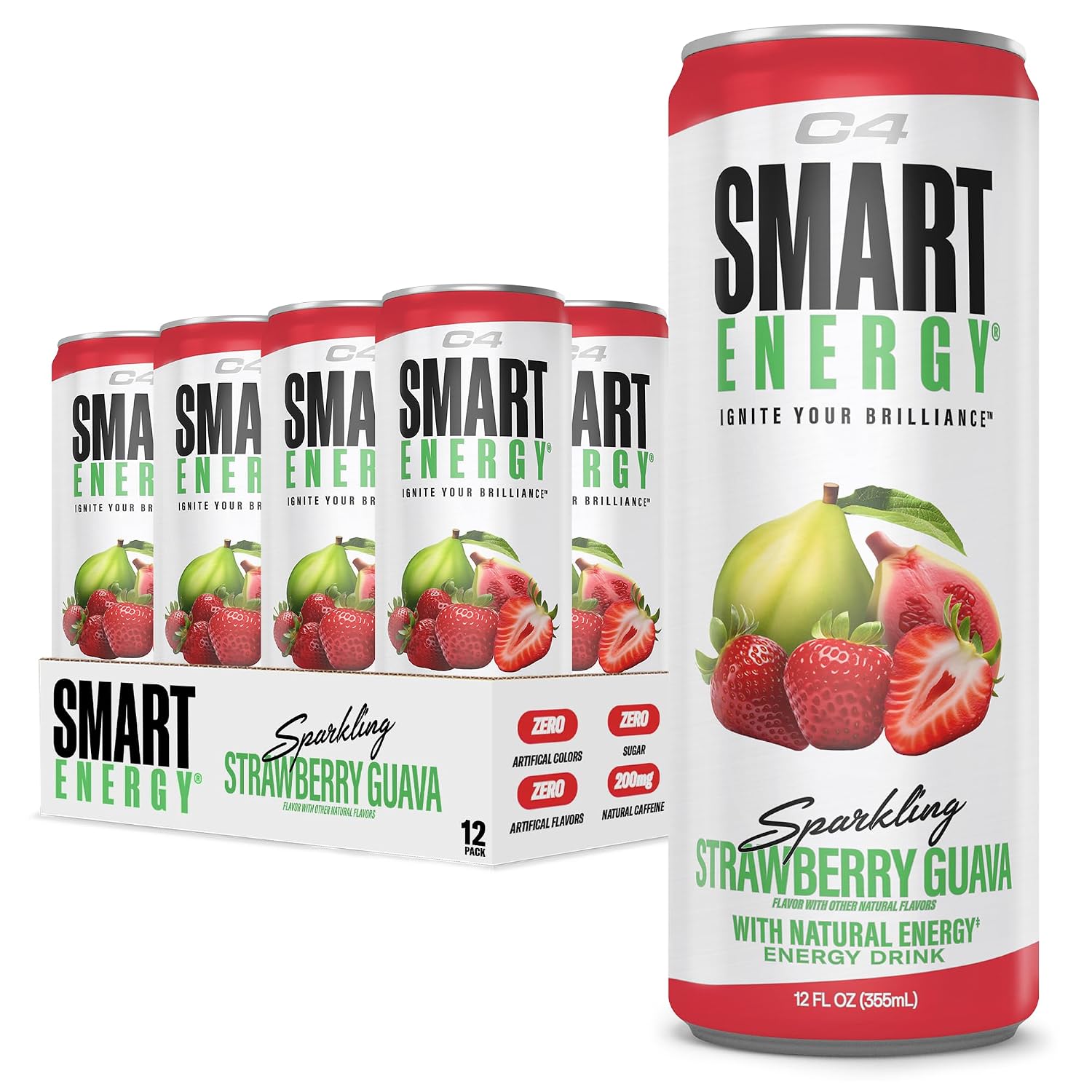 C4 Smart Energy Drink, 200mg Caffeine, 12 Fl Oz 12pk