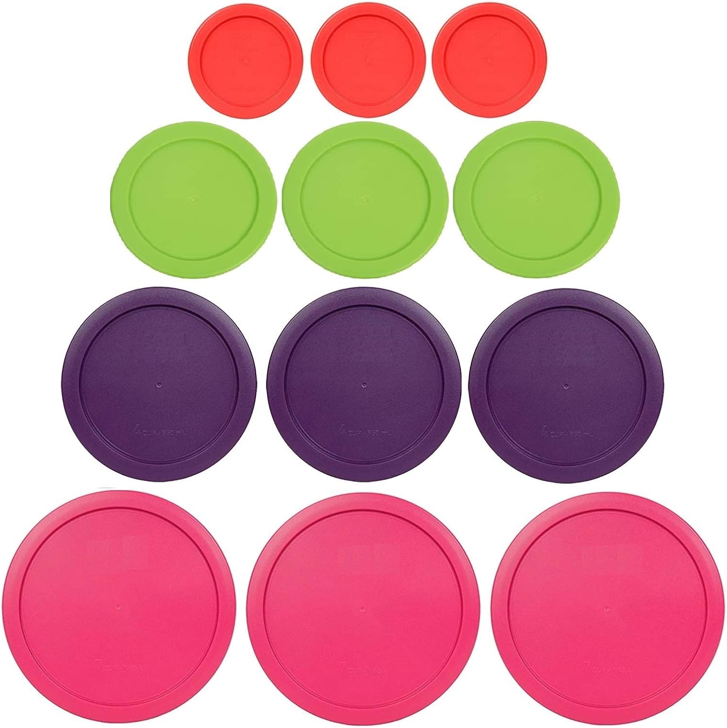 1, 2, 4 & 7 Cup Green, Orange, Blue, Red Replacement Lids/Covers for Pyrex