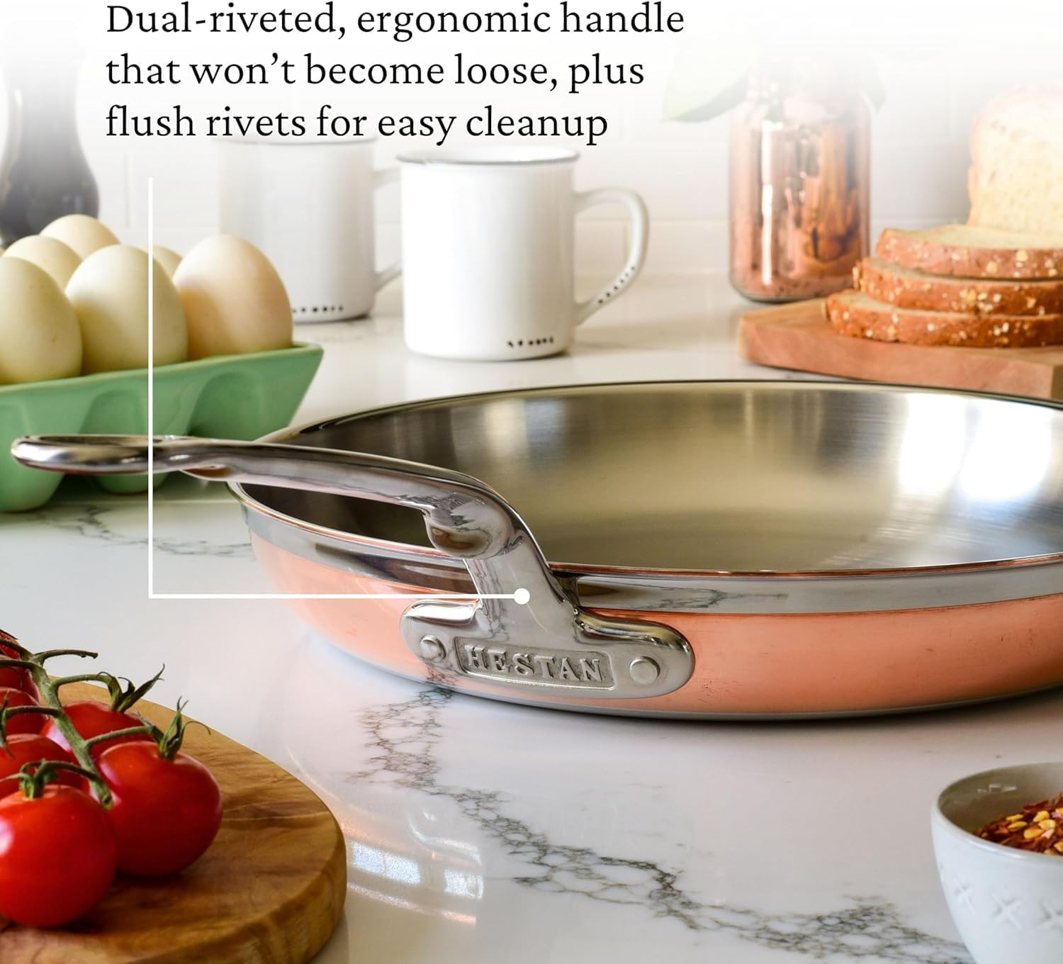 Hestan - CopperBond Collection - 100% Pure Copper Frying Pan, Induction Cooktop Compatible, 8.5-Inch