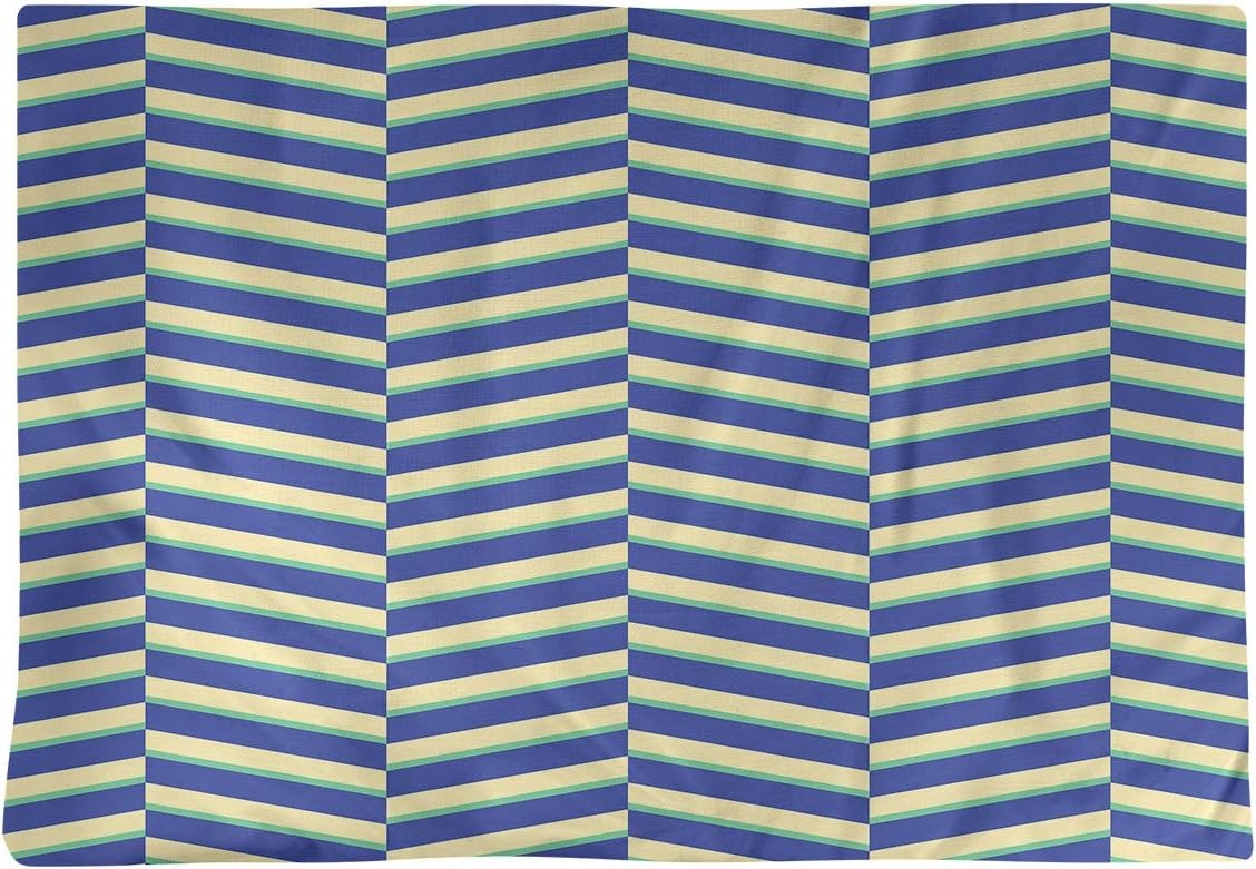 Dana Strider Three Color Fractured Stripes Table Placemat, 18 x 14, Blue Green & Yellow