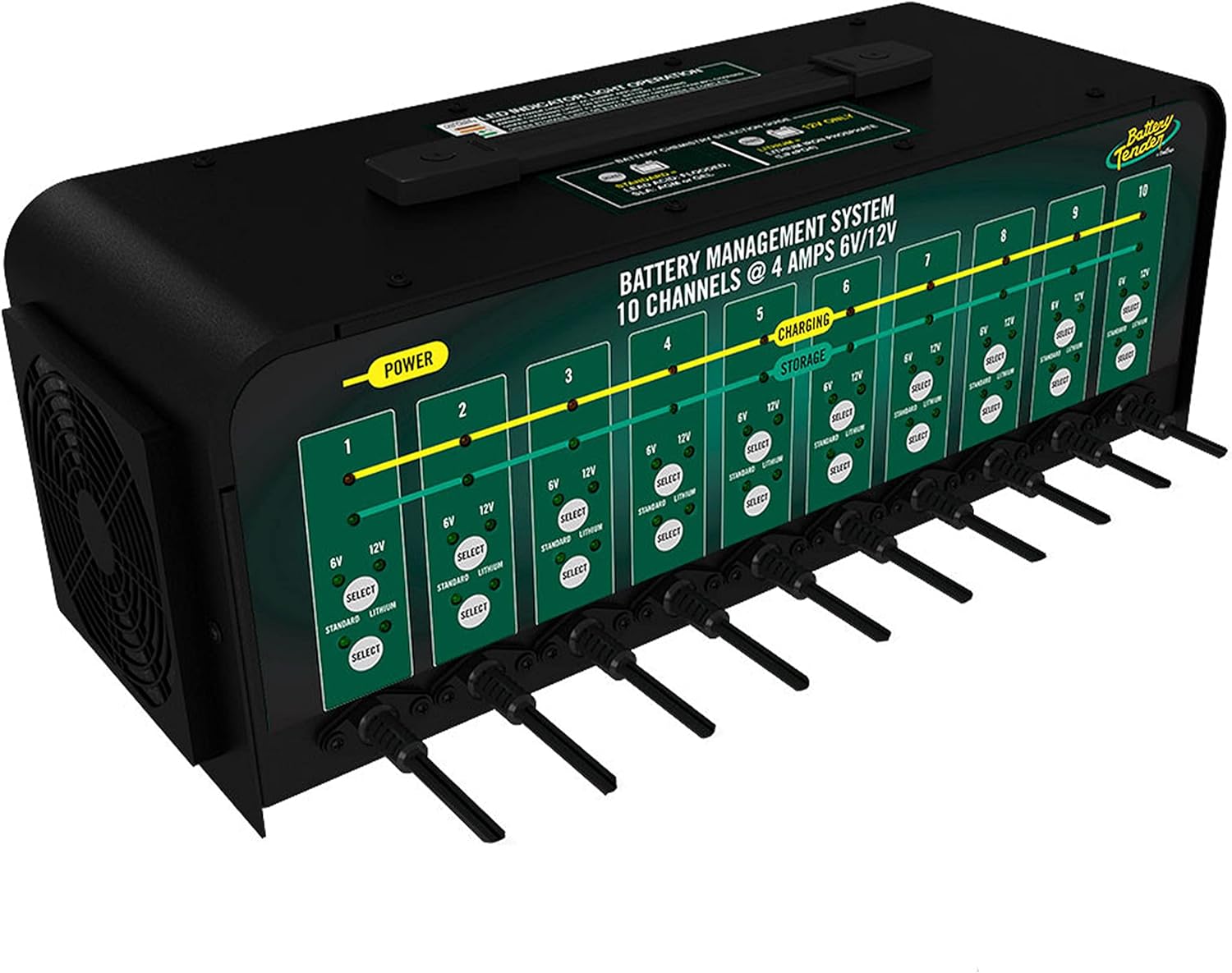 Battery Tender 10 Bank Multibank Charger - 40 AMP (4 AMPs Per Bank) - Selectable 12V / 6V - Smart and Switchable 12V Multi Battery Charger and