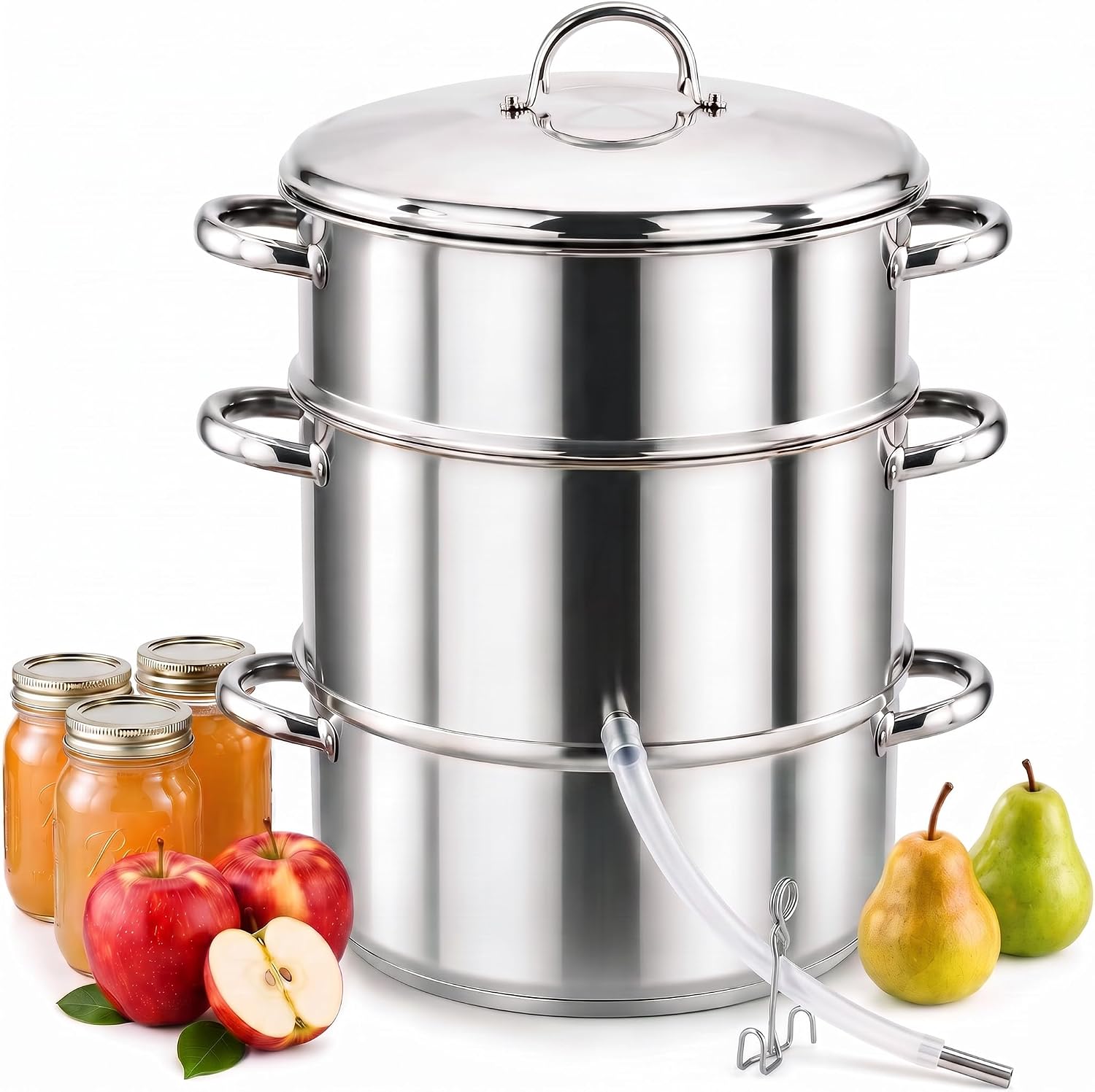 Cook N Home Stainless Steel Steam Juice Extractor, 11-Qt Steam Juicer Pot | Induction ready, Works on All Stovetops, Steamer pan with Strainer