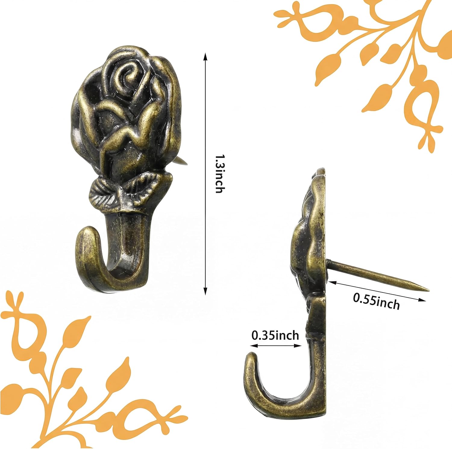 Hotop 20 Pieces Zinc Alloy Flower Push Pin Hangers Pin Hook,Lotus