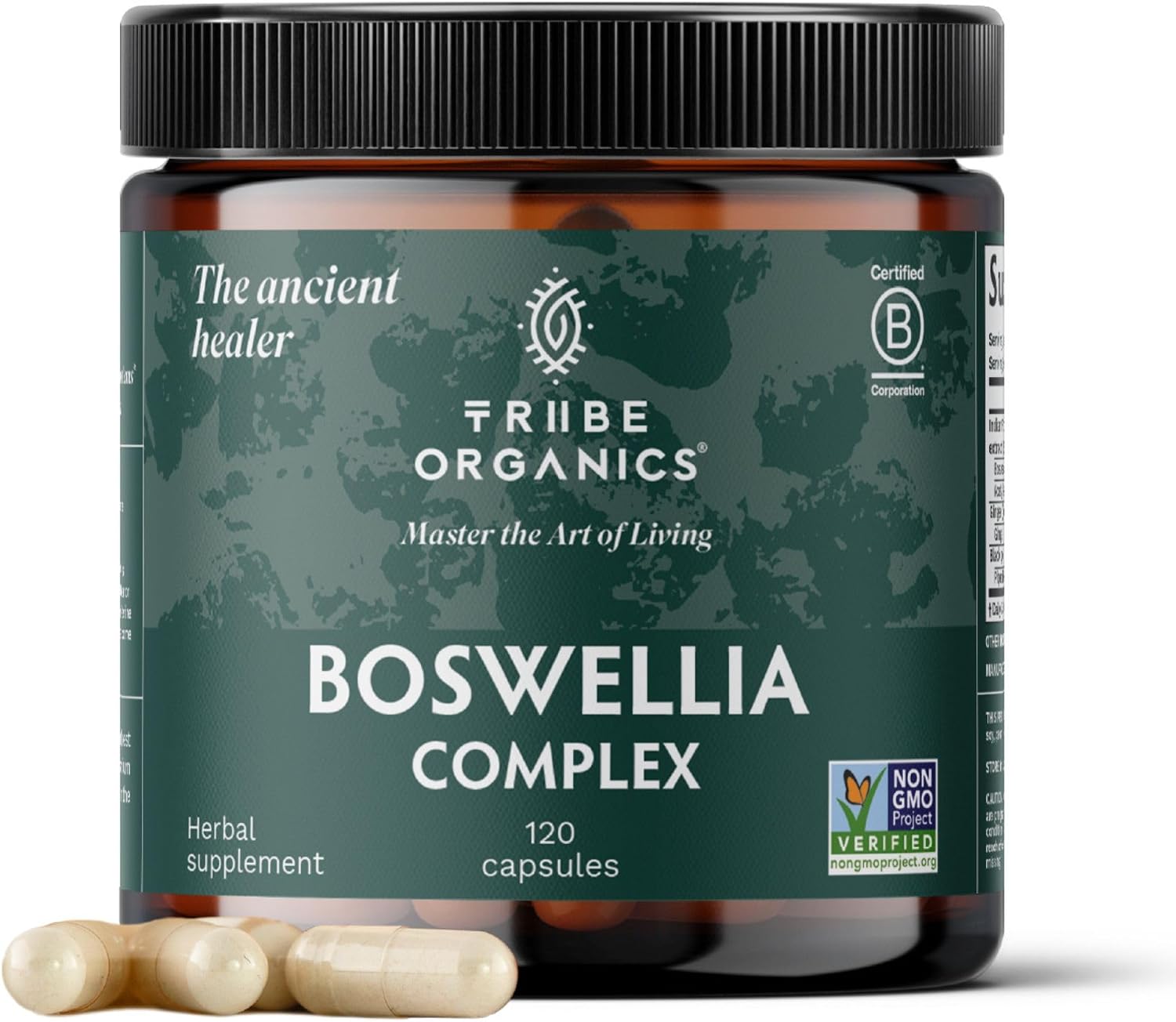 TRIBE ORGANICS Boswellia Serrata Complex Supplement for Joint Support, Muscle Relief - Vegetarian Non-GMO 120 Capsules