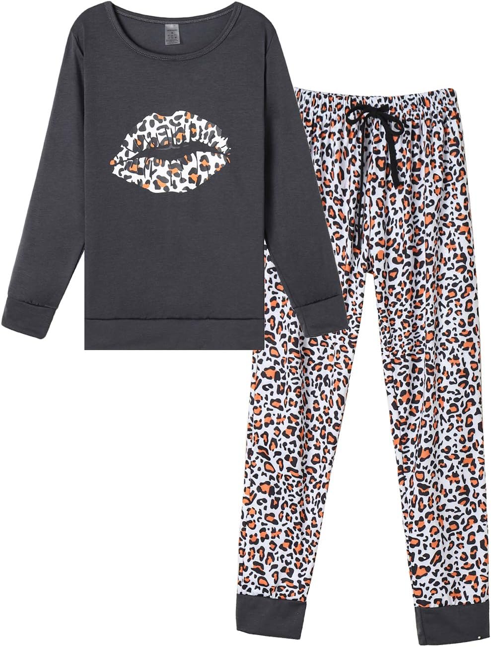HONG HUI Women Pajamas Set Soft Christmas Pjs Holiday Loungewear Set Long Sleeve Top With Pants,S-3XL