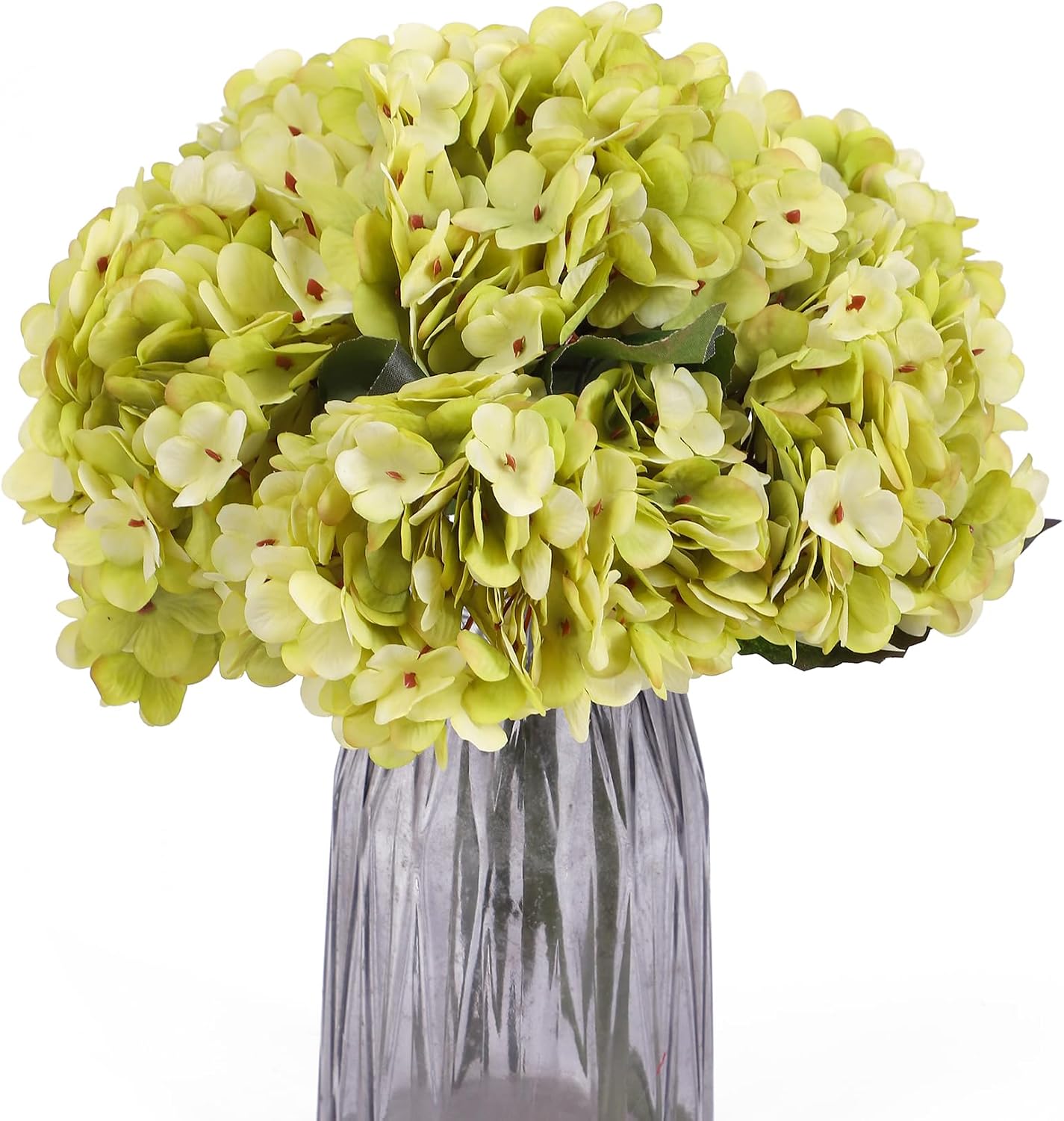 Kimura's Cabin 6pcs Silk Hydrangeas Artificial Flowers,Deep Lake Blue