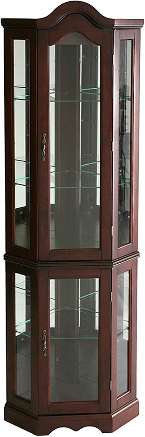 Home Decorators Collection Vitric Lighted Curio, 70" Hx21 Wx16 D, Golden Oak