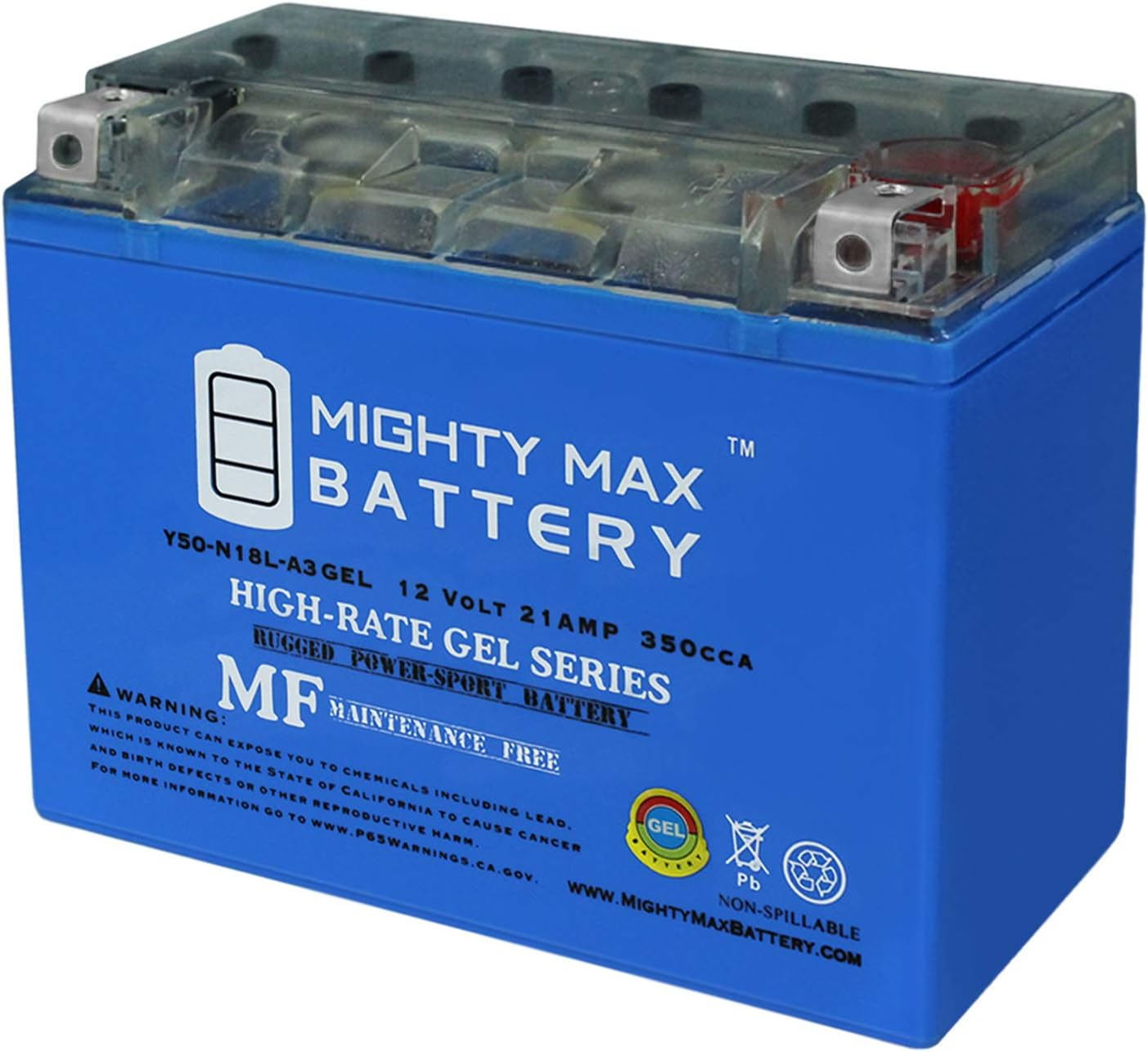 Mighty Max Battery YTX20L-BS GEL -12 Volt 18 AH, GEL Type, 270 CCA, Rechargeable Maintenance Free SLA AGM Motorcycle Battery