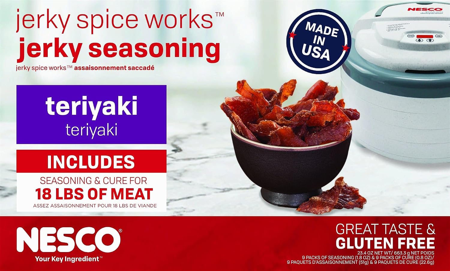 NESCO TJ-18, Jerky Spice Works, Teriyaki Flavor, 9 Count