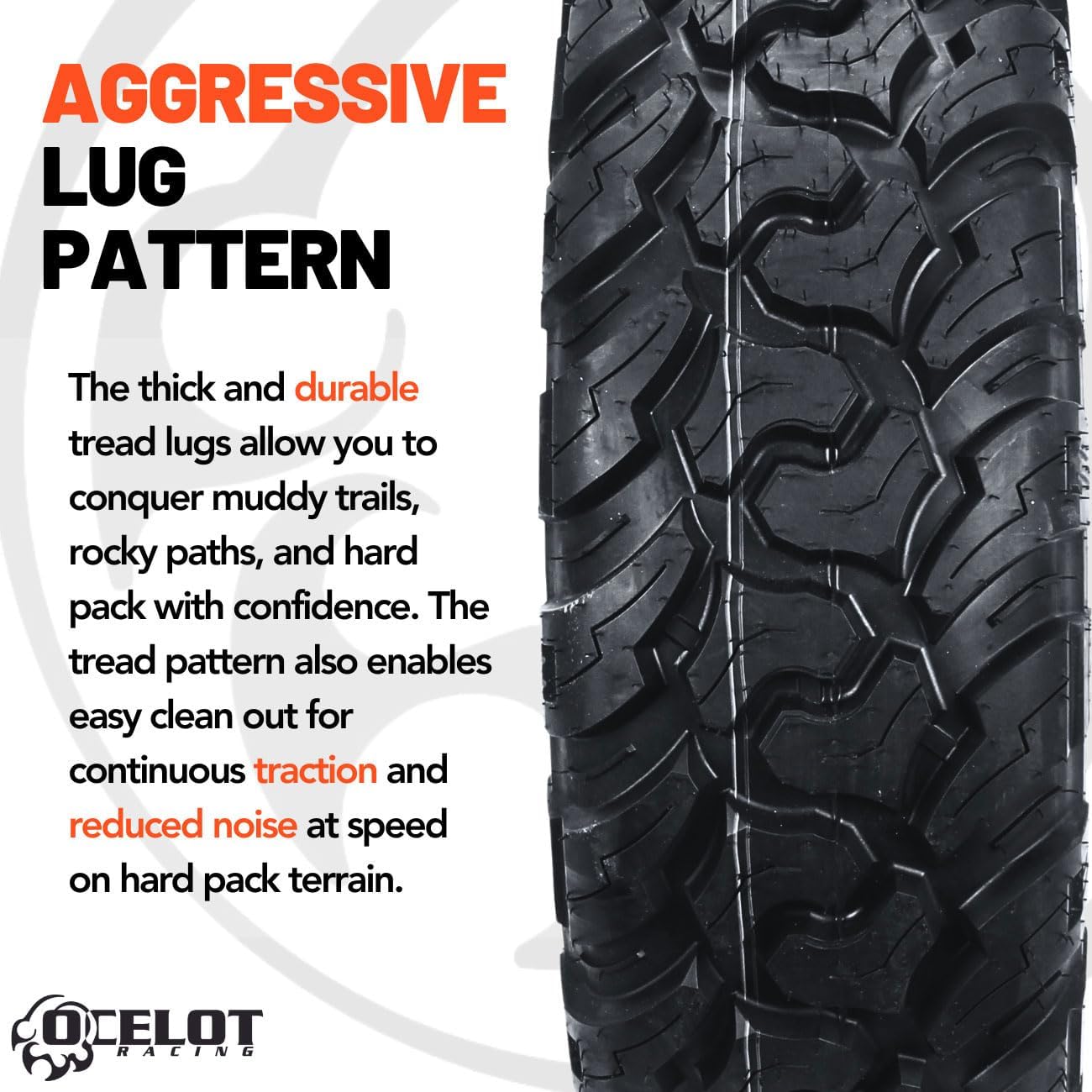 Ocelot WR2016 30x9.5x14 UTV Tires All Terrain, Durable 8-Ply Radial Construction and Non-Directional Tread