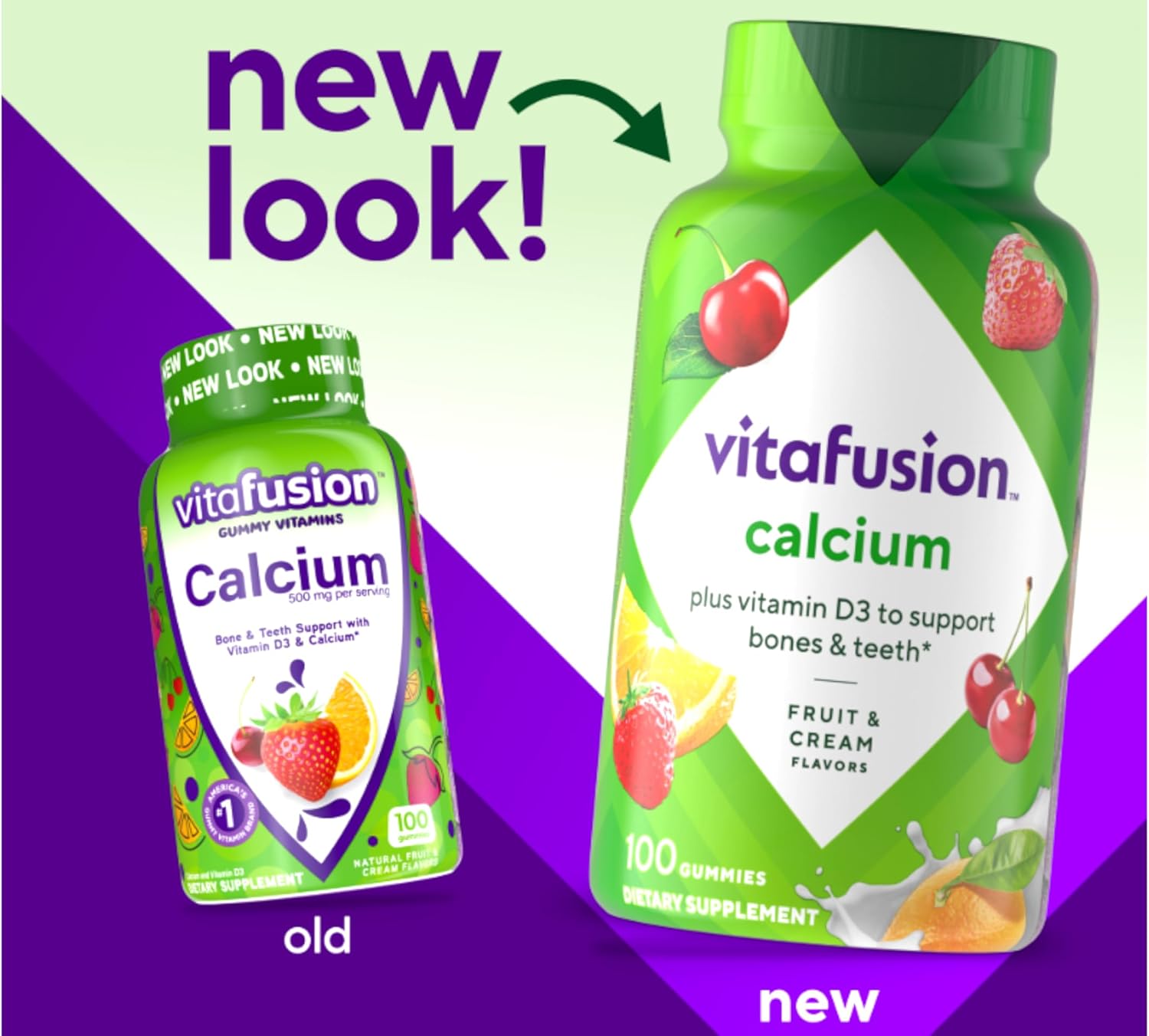 Vitafusion Gummies Calcium with Vitamin D3, 100 Count, Pack of 2