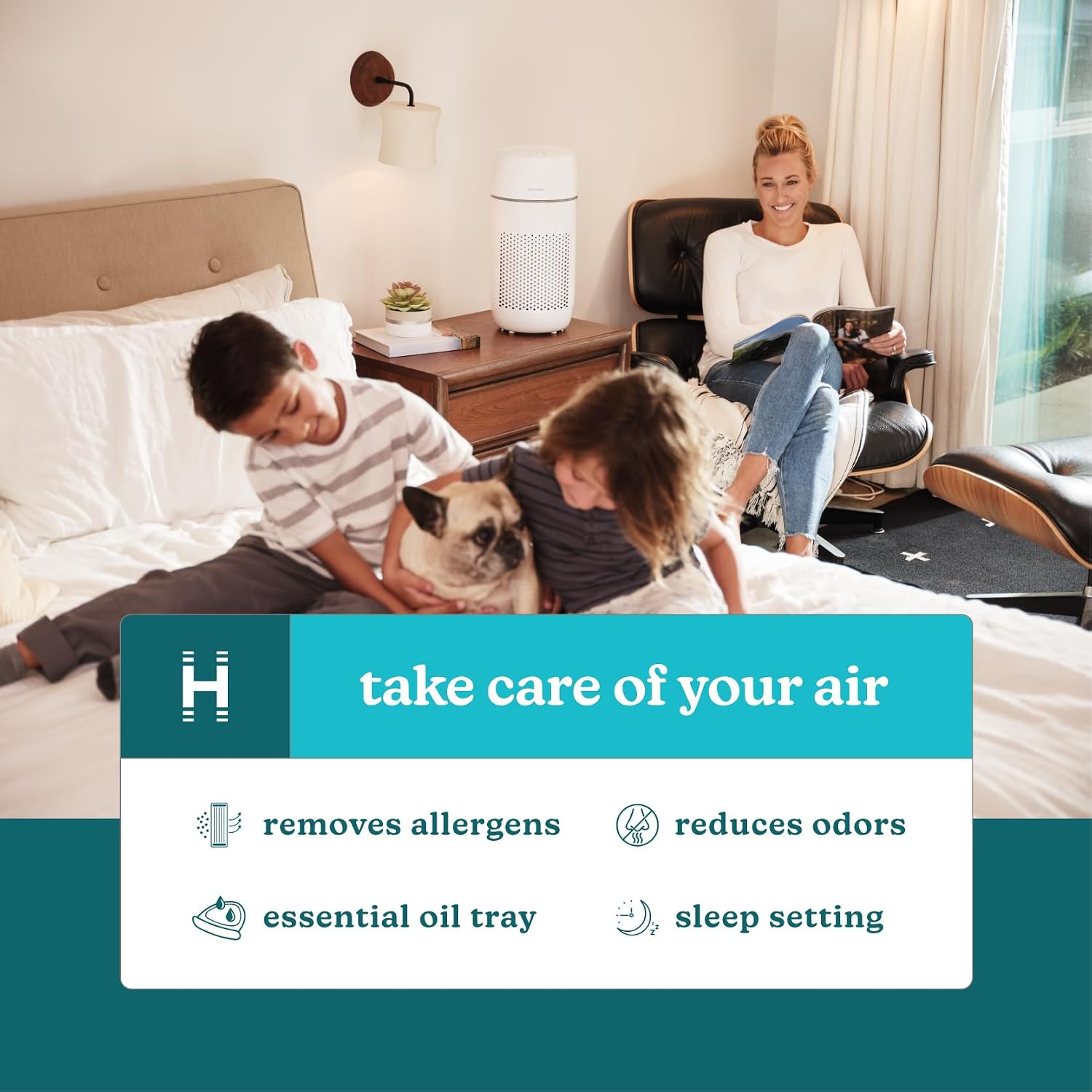 Homedics 5-in-1 PetPlus UV-C Air Purifier, HEPA Filter for 266 Sq Ft Room