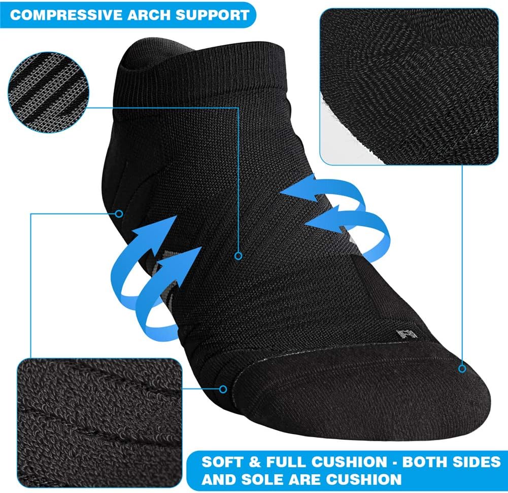 Hylaea Unisex Coolmax No Show Athletic Running Socks, Cushioned No Blisters