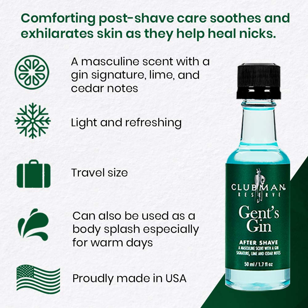 Clubman Pinaud Gent’s Gin After Shave Lotion – Masculine Scent with Gin, Lime & Cedar Notes, Refreshing Aftershave for Men, 6 oz