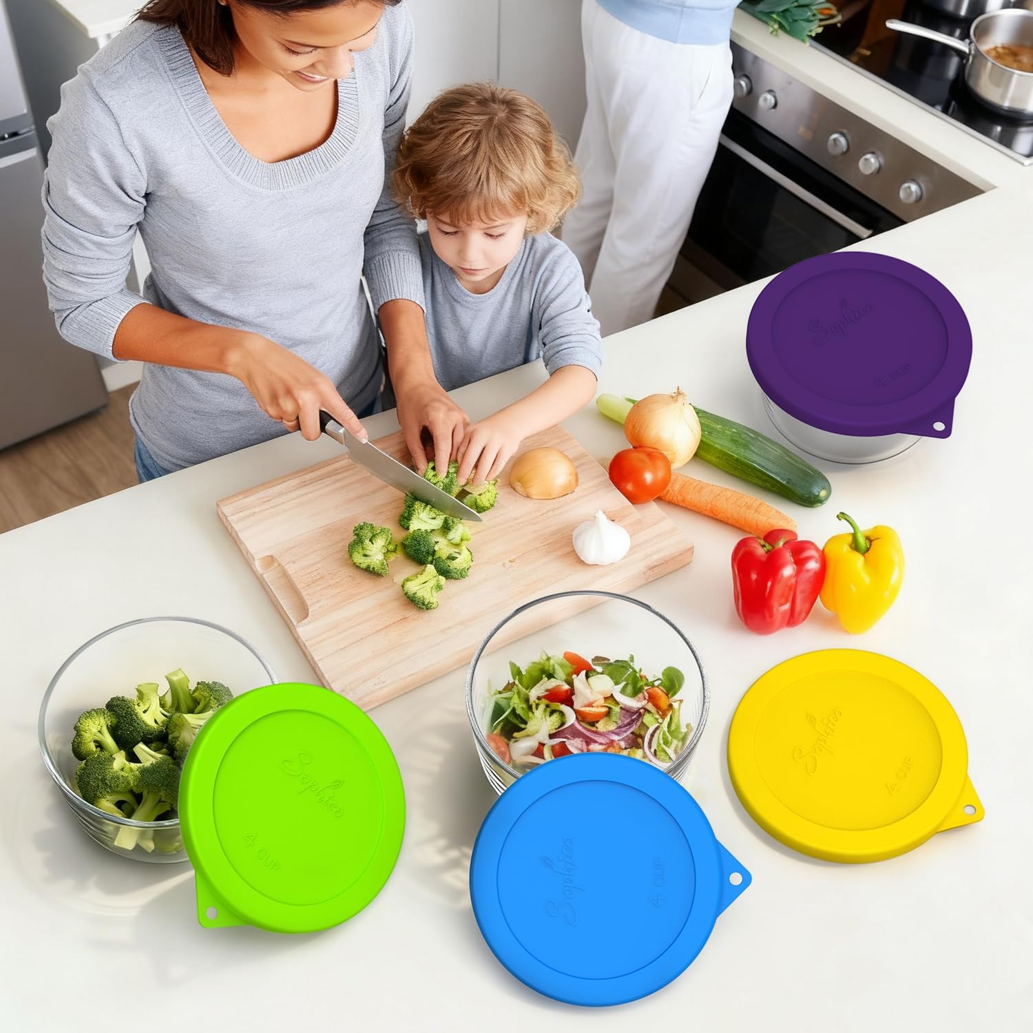 SOPHICO 4 Cup Silicone Lids Replacement for Pyrex & Anchor Hocking 7201-PC