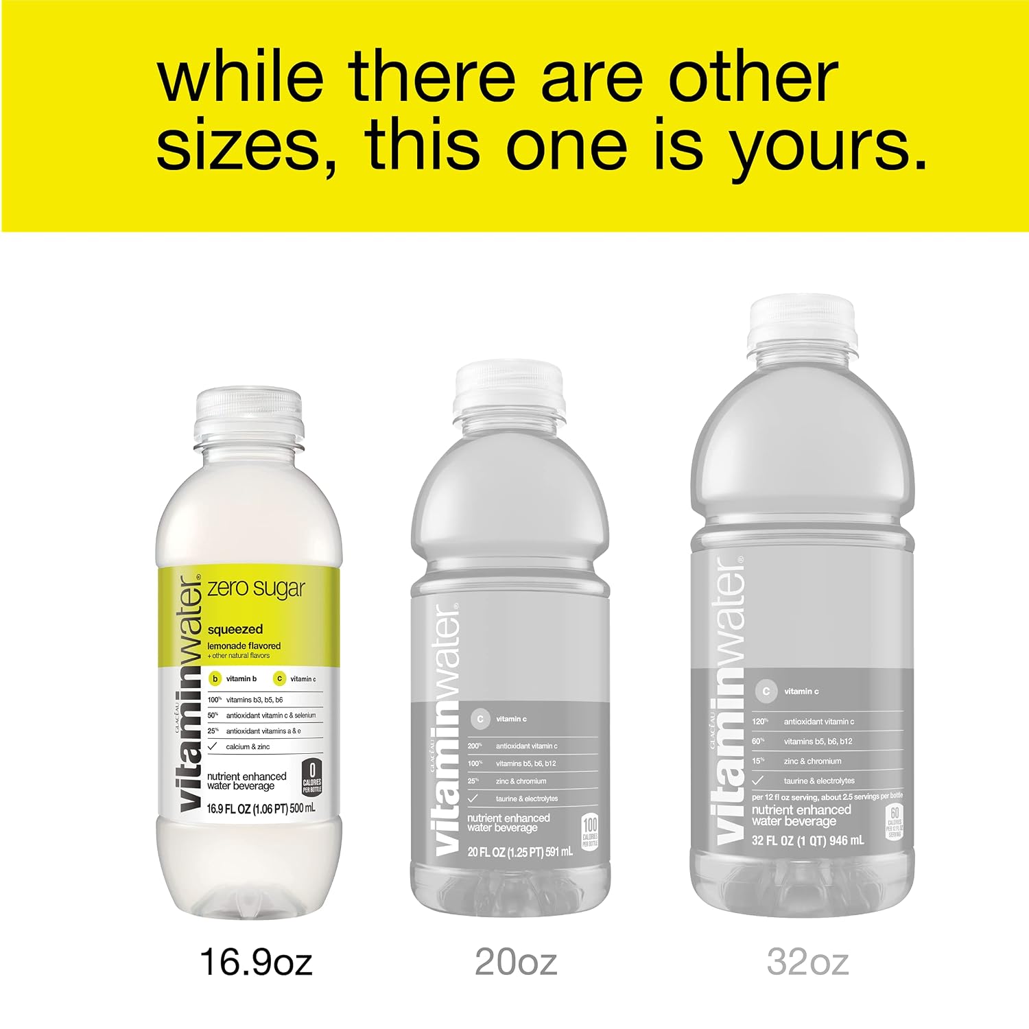 vitaminwater zero sugar squeezed Bottles, 16.9 fl oz, 6 Pack